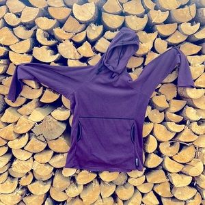 Women’s size Large Melanzana Micro Grid Hoodie. Color purple with grey logo tag.